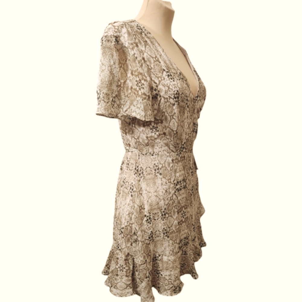 ALL IN FAVOR 'Isabella' Snake Print Mini Wrap Dress - Size S - Picture 5 of 11